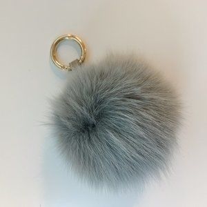 Grey Fox Fur Kerying Bag Charm
